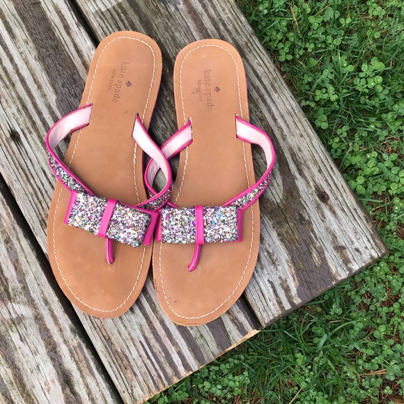 sparkly bow flip flops